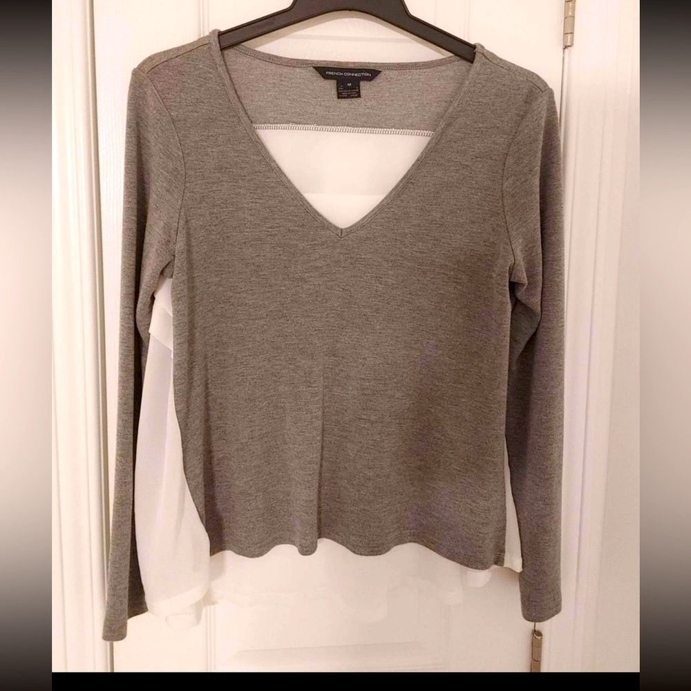 French Connection V-neck Grey lightweight top